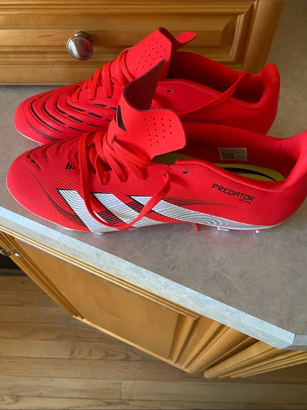 adidas Predator Kids' Soccer Cleats - Red with White Stripes